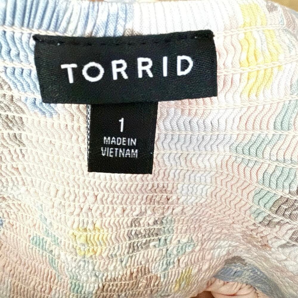 Torrid floral challis high low skater dress sleeveless v neck smocked plus 1X - Picture 6 of 11